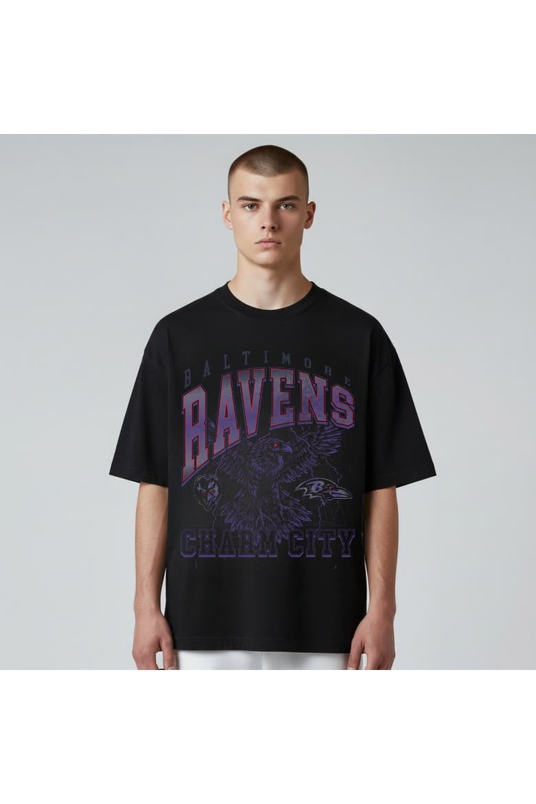 Unisex The Wild Collective  Black Baltimore Ravens Charm City Football T-Shirt, Main, color, Black