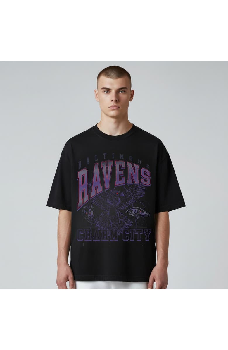 THE WILD COLLECTIVE Unisex The Wild Collective  Black Baltimore Ravens Charm City Football T-Shirt, Main, color, Black