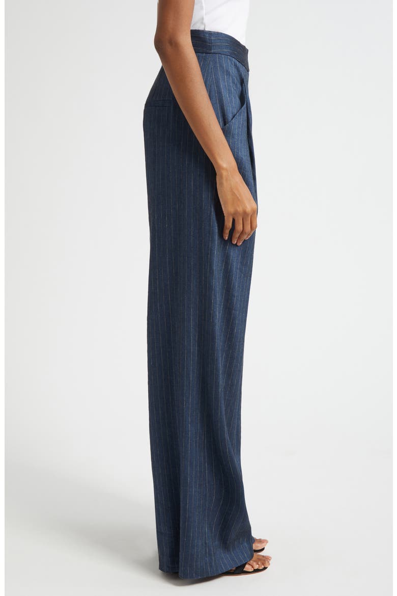 Rimini Pinstripe Linen Blend Wide Leg Pants, Alternate, color, BLUE DOVE