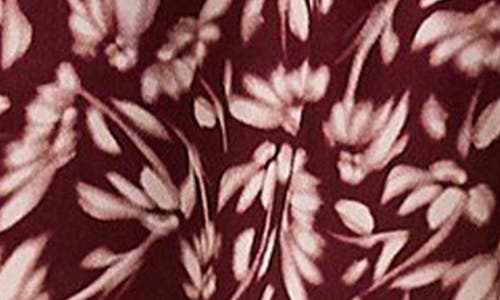 Madewell Smocked Floral Print Long Sleeve Minidress In Bordeaux