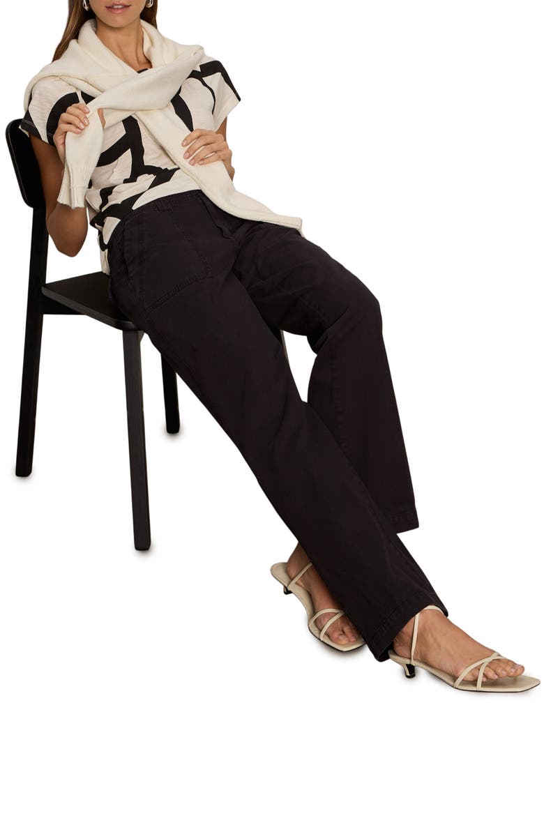 Sanctuary Reissue Peace Bootleg Cotton Pants, Alternate, color, Black