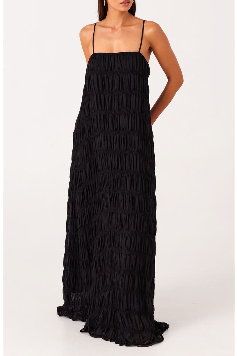 Louisiana Smock Maxi Dress, Main, color, BLACK