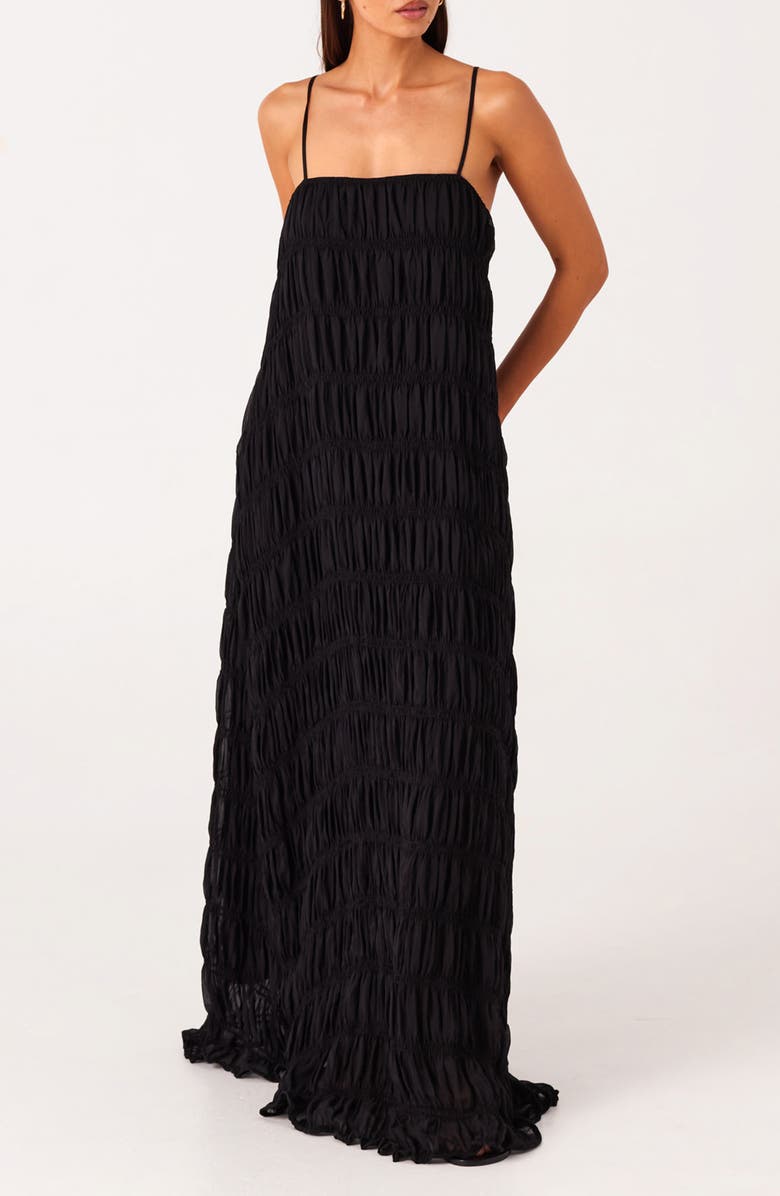 SNDYS Louisiana Smock Maxi Dress, Main, color, Black