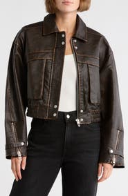 BLANKNYC Faux Leather Bomber Jacket