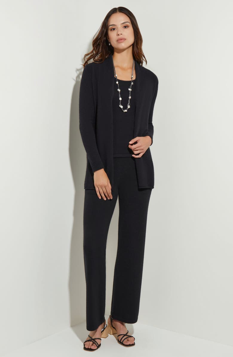 Misook Cashmere Open Front Cardigan, Alternate, color, Black