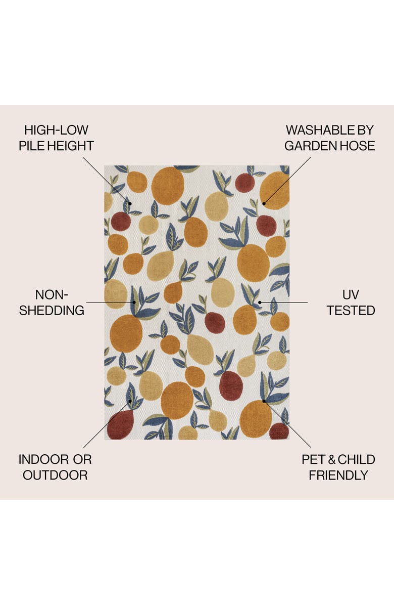 JONATHAN Y Limone Bold Lemon High-Low Indoor/Outdoor Area Rug, Alternate, color, Orange/Beige/Cream