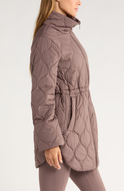 Zella Skyline Longline Quilted Jacket In Purple