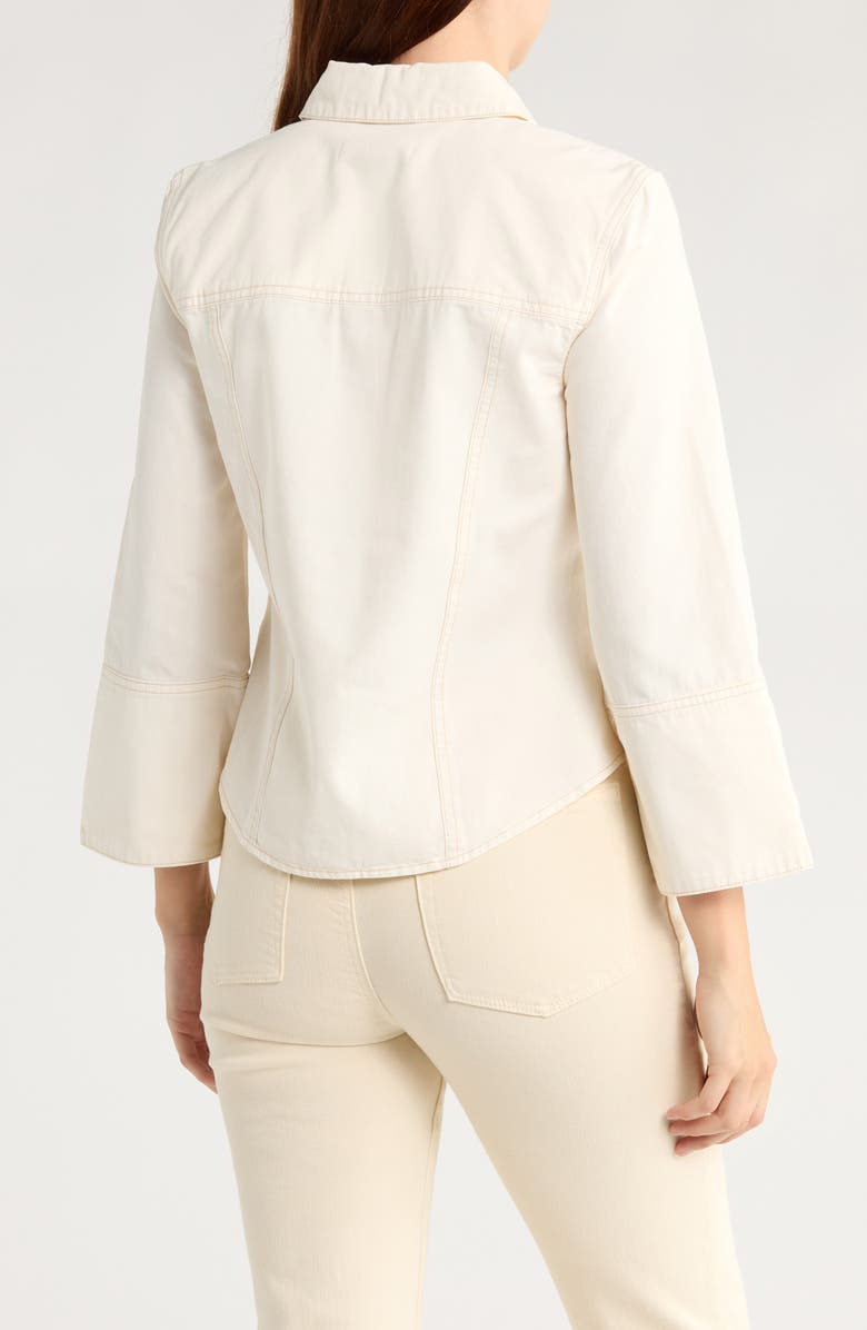 Veronica Beard Tivi Cotton Button-Up Shirt, Alternate, color, Ecru