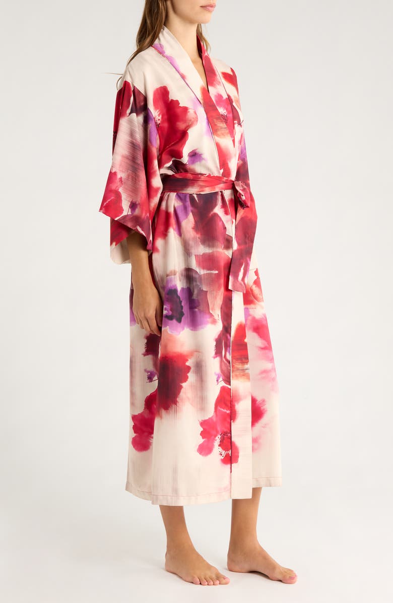 Natori Loren Charmeuse Robe, Alternate, color, Red