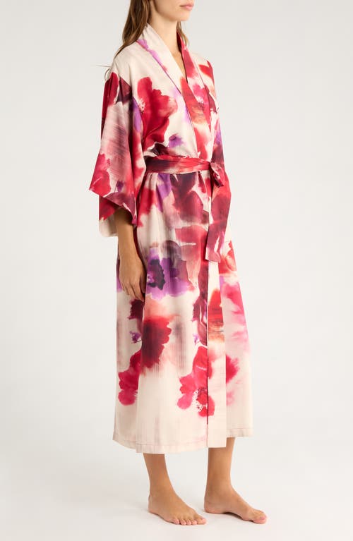 Natori Loren Charmeuse Robe In Red