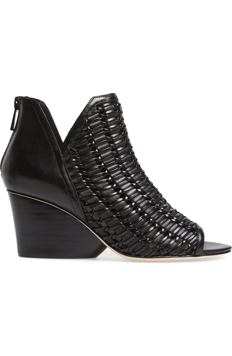 Donald Pliner Jacqi Woven Open Toe Bootie, Alternate, color, Black Leather