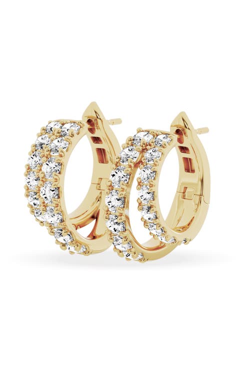 18K Gold Lab Created Diamond Dual J Hoop Earrings - 3.74 ctw (Nordstrom Exclusive)