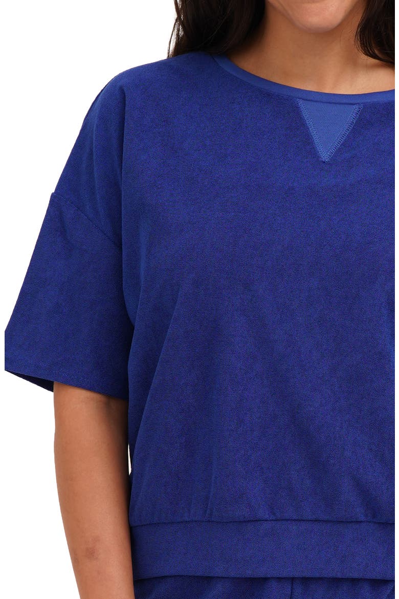 Terry V-Insert Short Sleeve Top, Alternate, color, BLUE