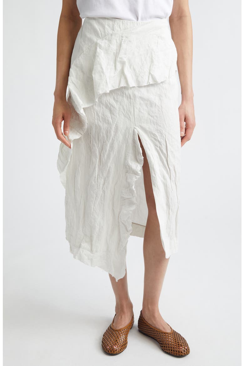 Hansly Crinkle Cotton Blend Midi Skirt, Main, color, OFF WHITE