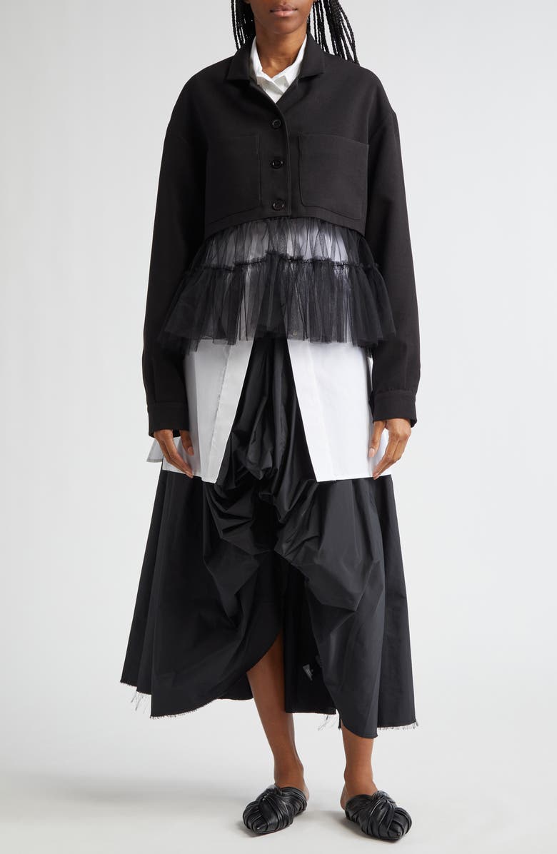 renaissance renaissance Kiri Tulle Hem Trucker Jacket, Alternate, color,