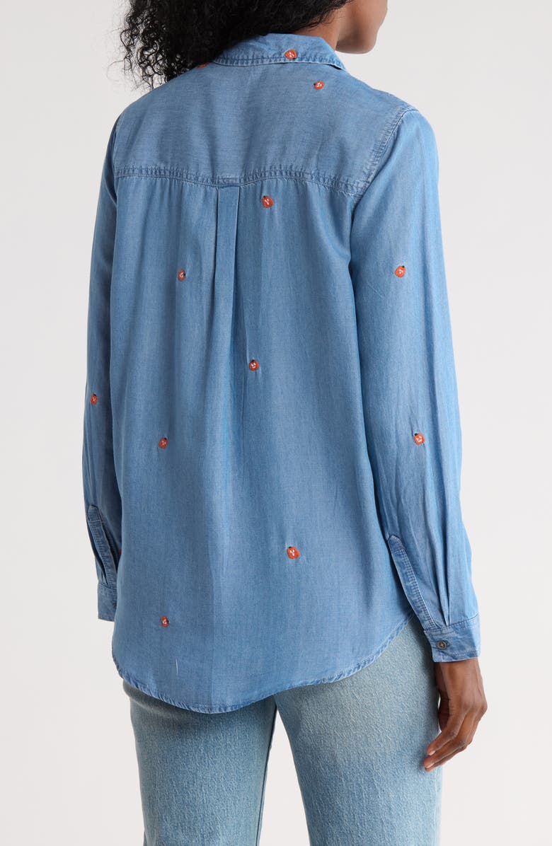 beachlunchlounge Kayden Embroidered Button-Up Shirt, Alternate, color, Hunted Pumpkins
