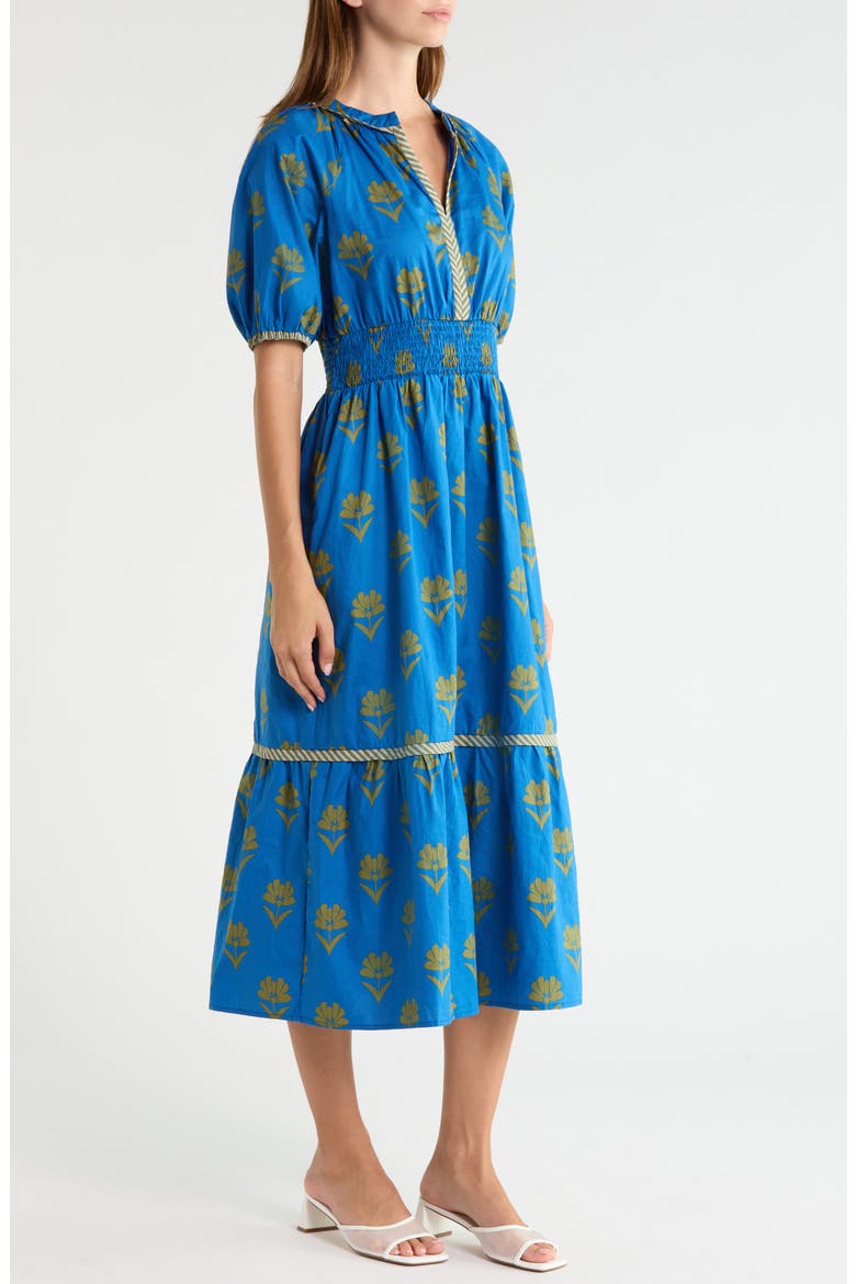 Jara Floral Cotton Dress, Alternate, color, NAVY OLIVE