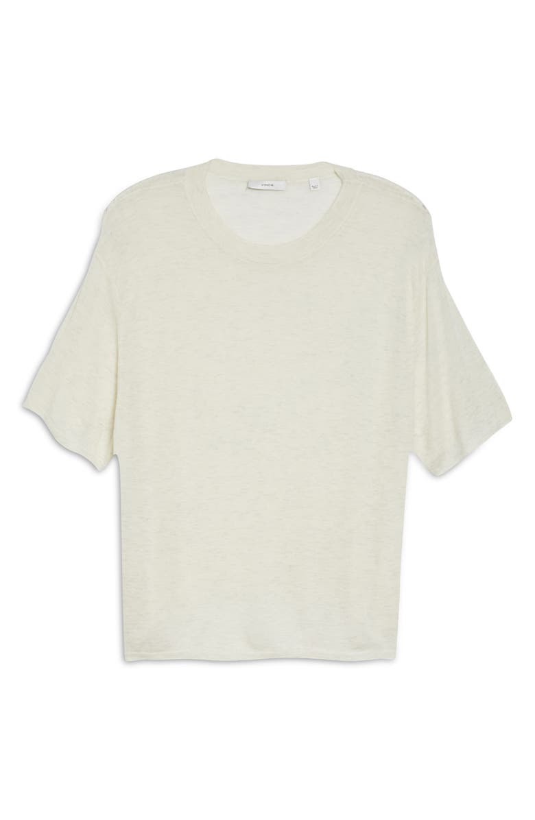 Vince Easy Short Sleeve Wool & Cashmere Blend Sweater, Alternate, color, Heather White