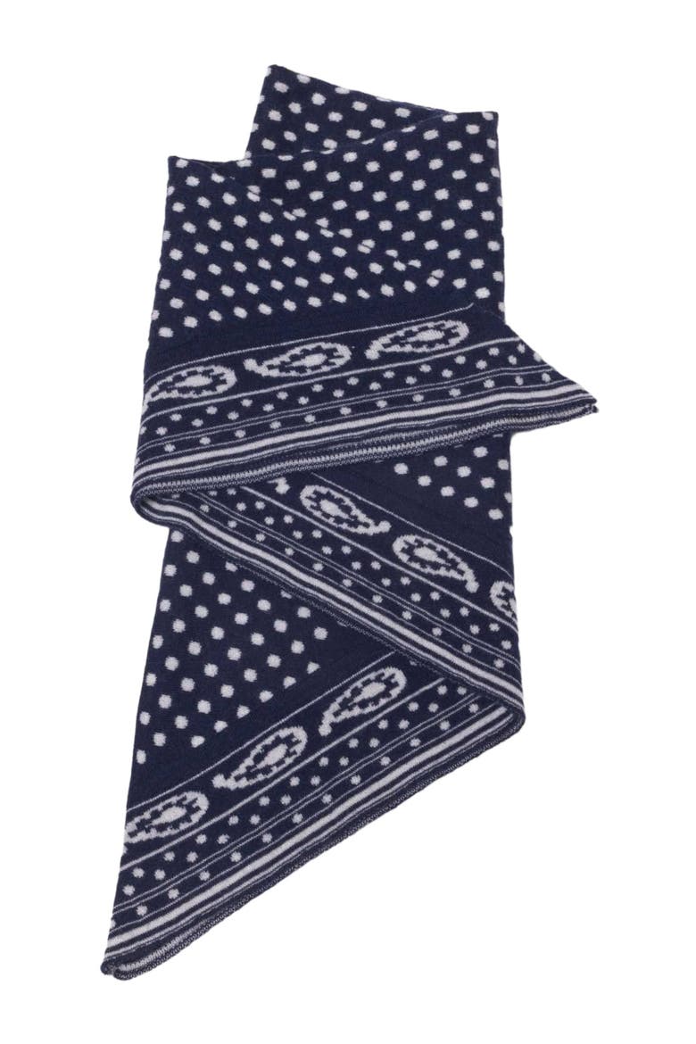 Reversible triangle scarf, Alternate, color, Navy dot bandana print