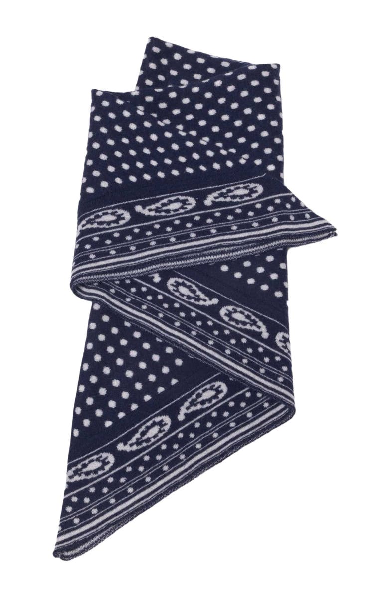 maje Reversible triangle scarf, Alternate, color, Navy Polka Dot Bandana Print