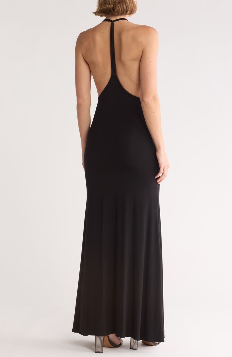 GO COUTURE Plunge Neck Maxi Dress, Alternate, color, Black
