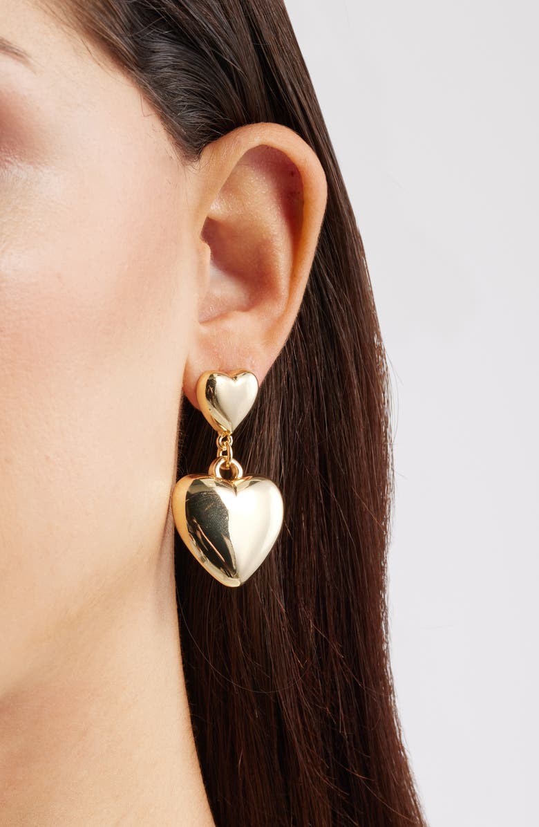 Nordstrom Puffy Heart Drop Earrings, Alternate, color, Gold