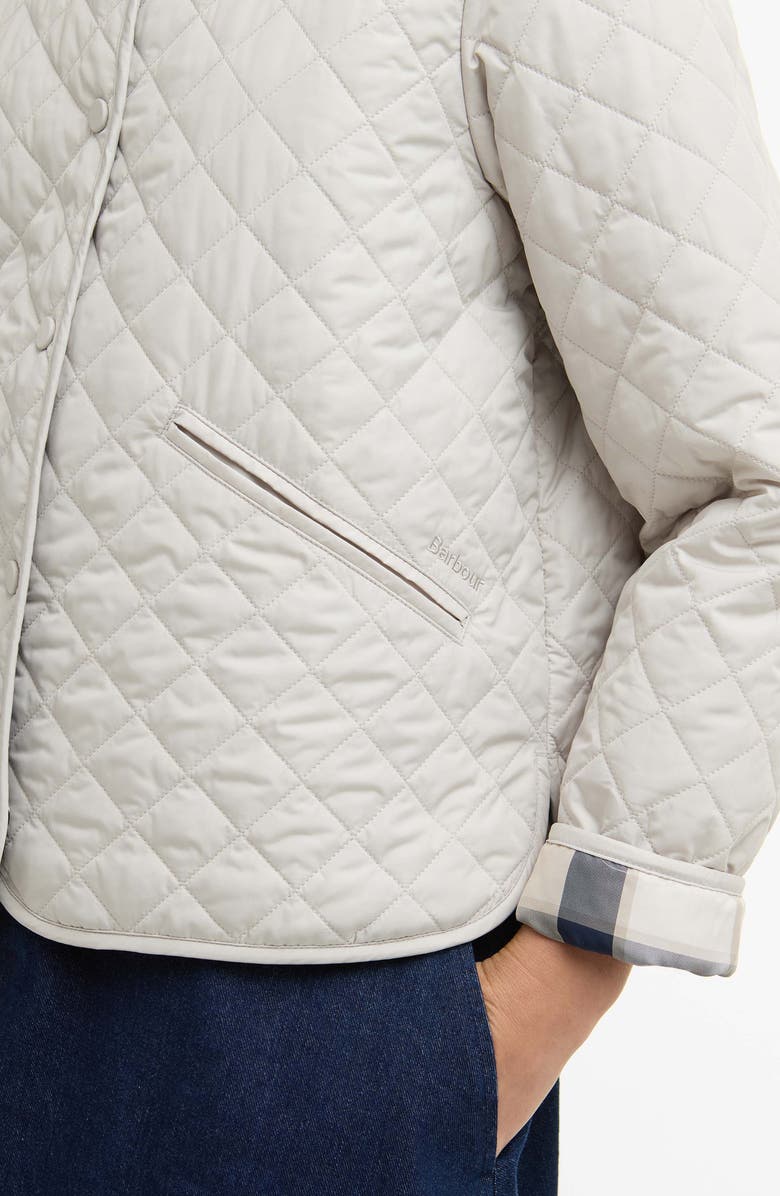 Barbour Cashel Collarless Quilted Jacket, Alternate, color, Mist/ Dress Navy Tartan