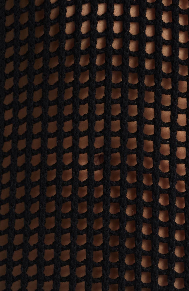 525 america Christie Open Stitch Long Sleeve Cover-Up Maxi Dress, Alternate, color, Black