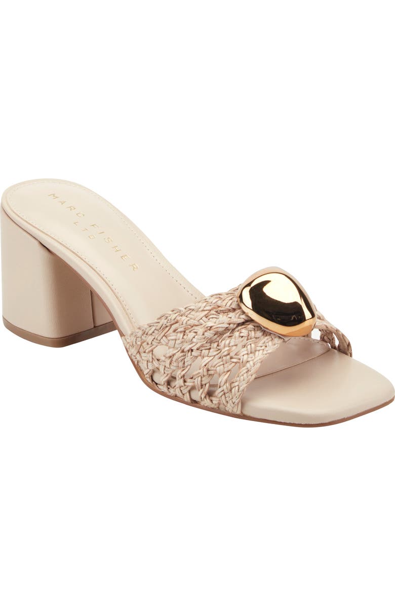 Marc Fisher LTD Farrel Embellished Square Toe Slide Sandal, Main, color, Light Natural