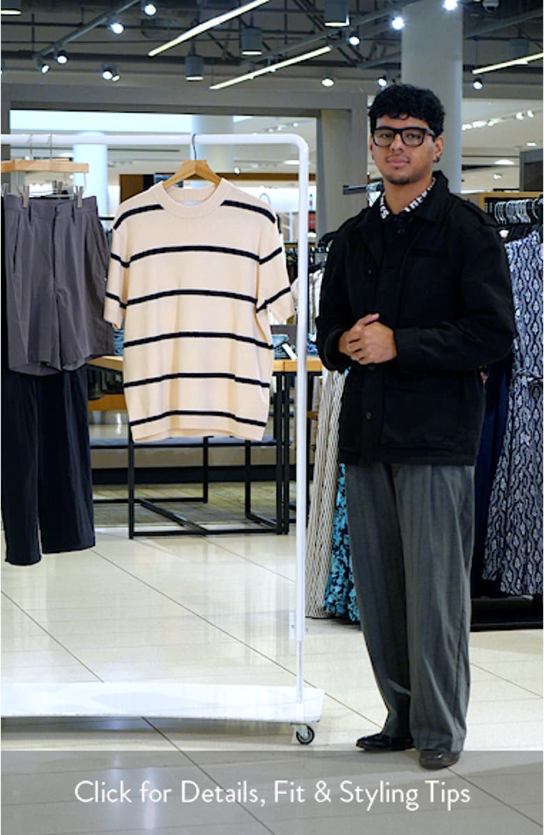 Classic Fit Stripe Short Sleeve Sweater, sales video thumbnail
