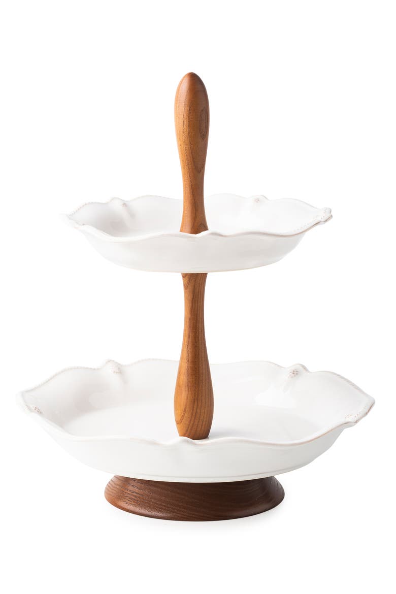 Berry & Thread Tiered Ceramic Serving Stand, Main, color, WHITE