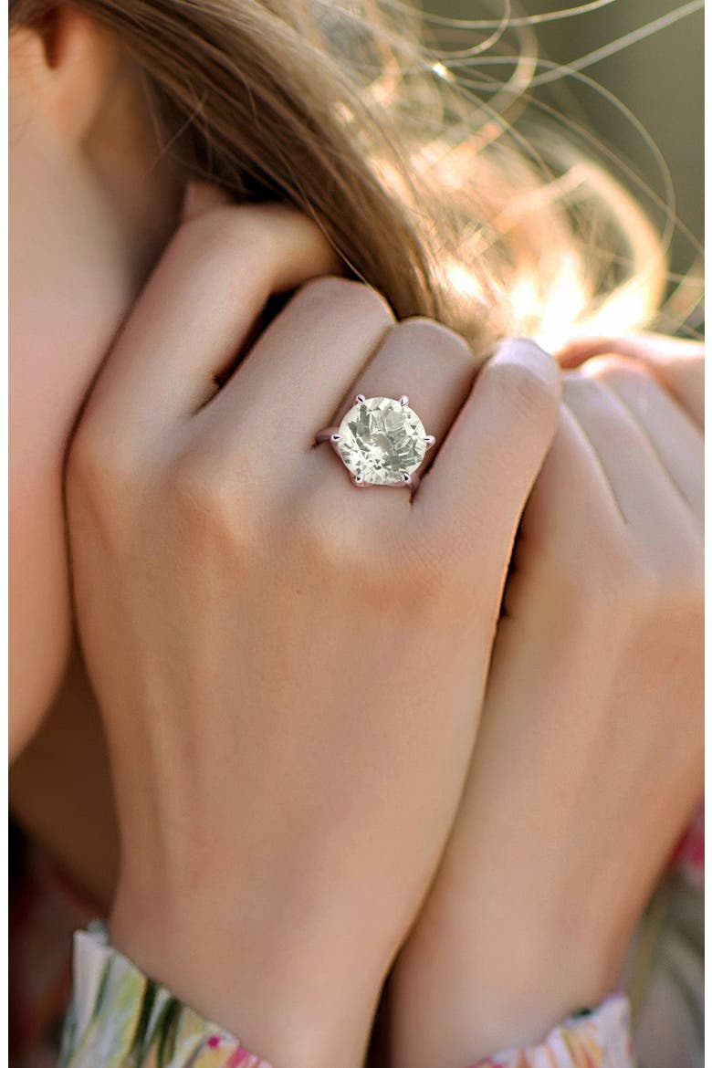 Sterling Silver Green Quartz Solitaire Ring, Alternate, color, GREEN