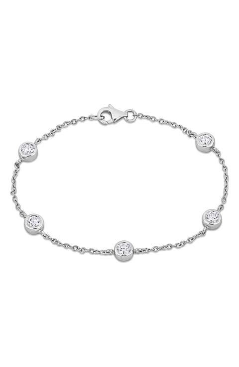Sterling Silver Cubic Zirconia Station Bracelet