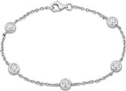 DELMAR Sterling Silver Cubic Zirconia Station Bracelet