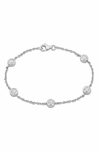 DELMAR Sterling Silver Cubic Zirconia Station Bracelet