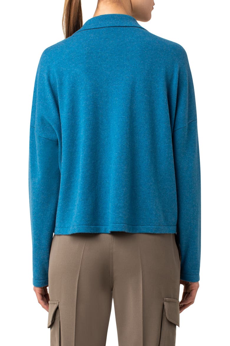 Polo Collar Cashmere Sweater, Alternate, color, BLUE DENIM