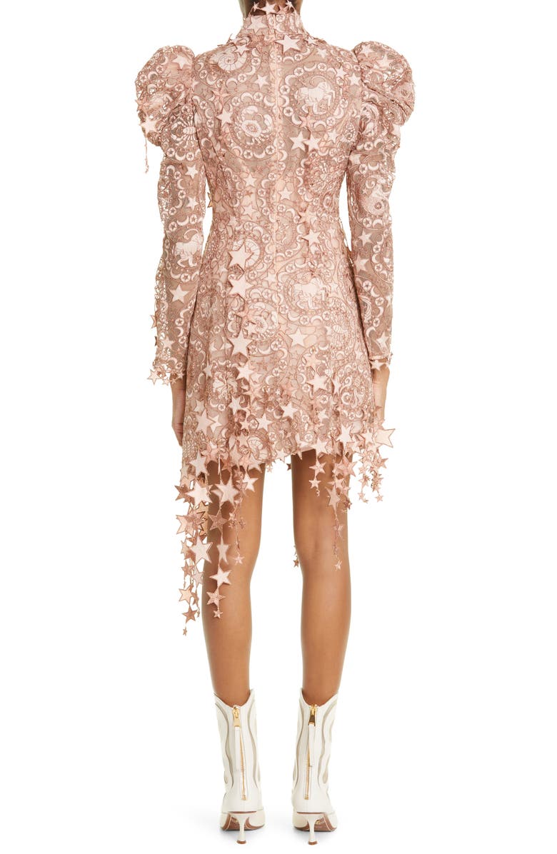 Zimmermann Celestial Zodiac Embroidered Long Sleeve Mesh Minidress, Alternate, color, 