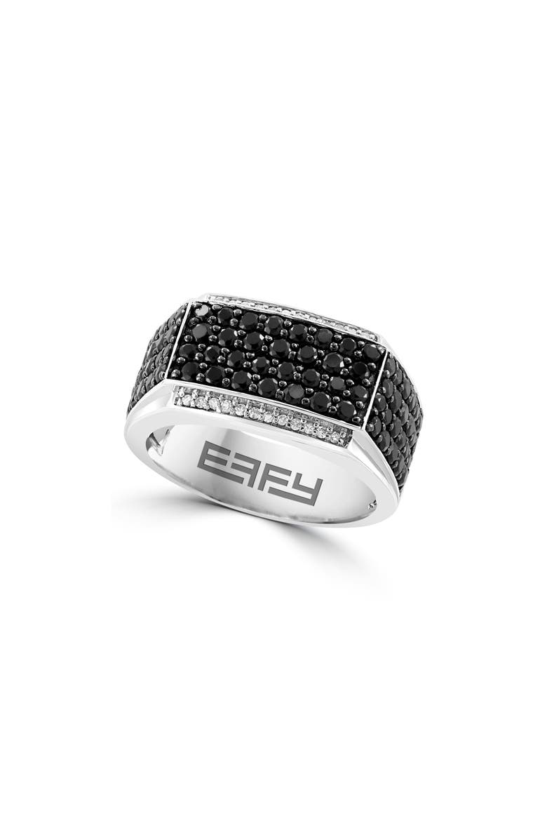 Men's Diamond & Black Spinel Signet Ring, Main, color, BLACK
