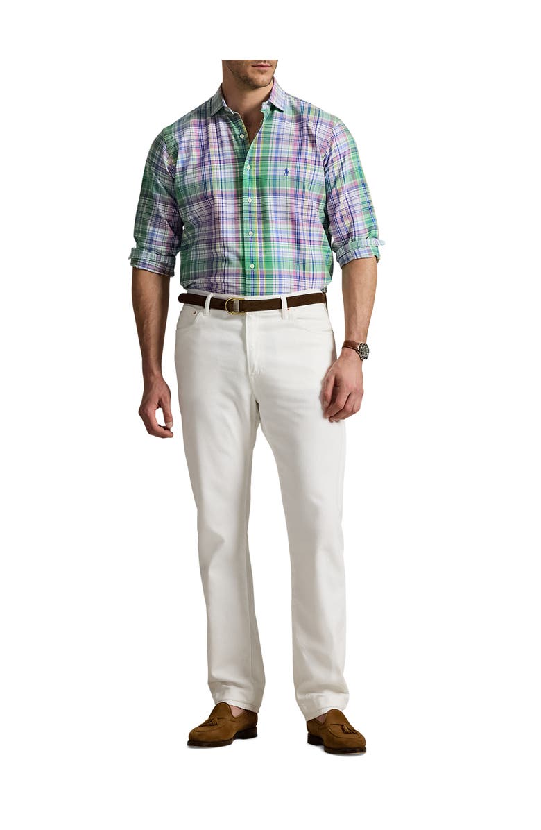 Polo Ralph Lauren Big & Tall Plaid Oxford Sport Shirt, Alternate, color, Green Pink