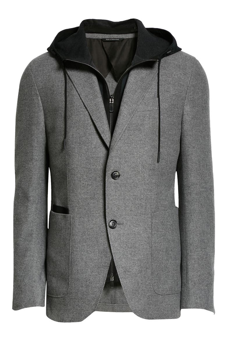 Trofeo Removable Dickey Wool & Cashmere Blazer, Alternate, color, GREY