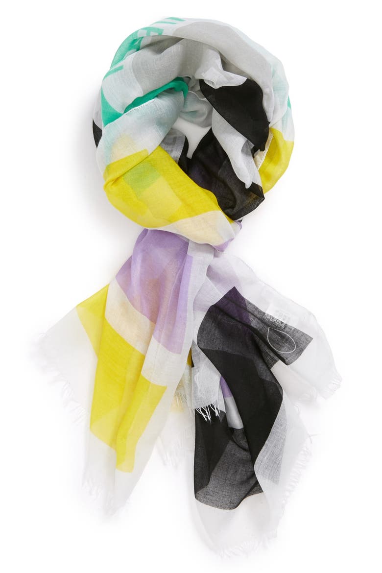 BCBGeneration Stripe Scarf, Main, color, WHITE INK