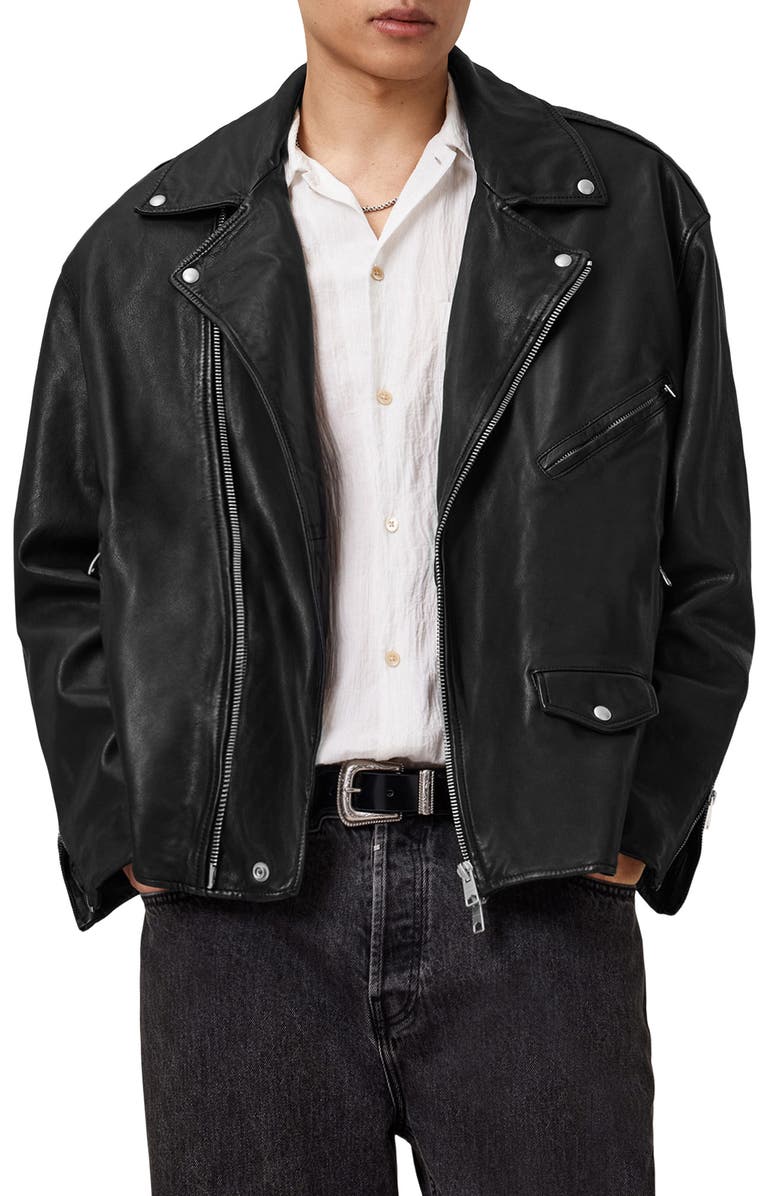 AllSaints Bradford Leather Biker Jacket, Main, color, 