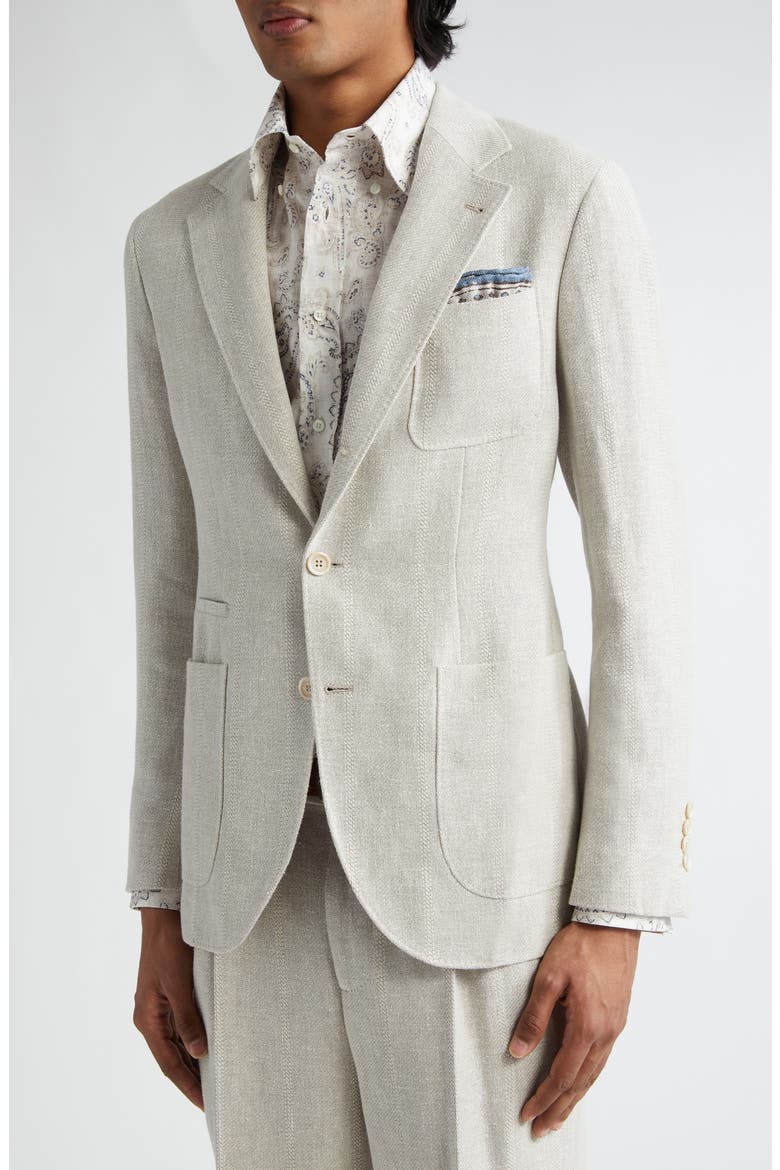 Chalk Stripe Linen Blend Suit, Alternate, color, GESSO