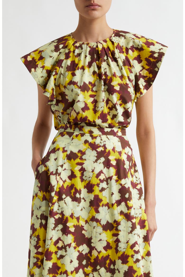 Rumi Print Flutter Sleeve Top, Main, color, ACACIA
