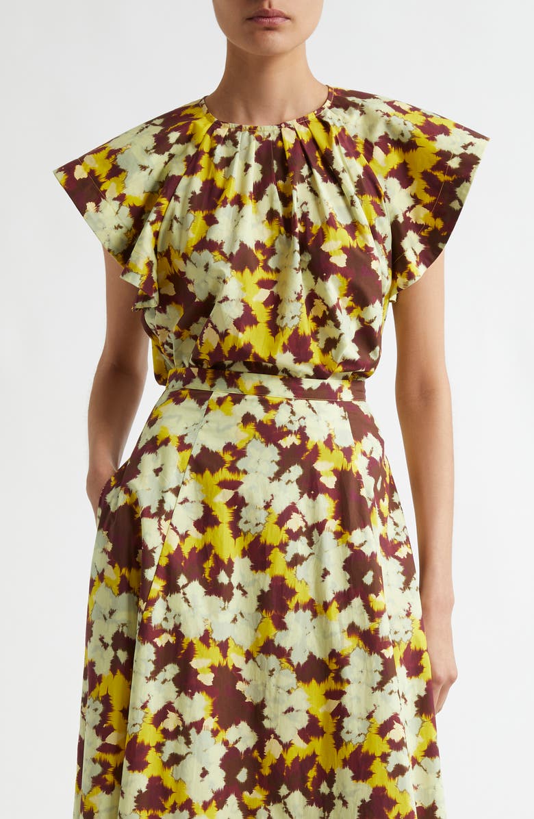 Ulla Johnson Rumi Print Flutter Sleeve Top, Main, color, Acacia