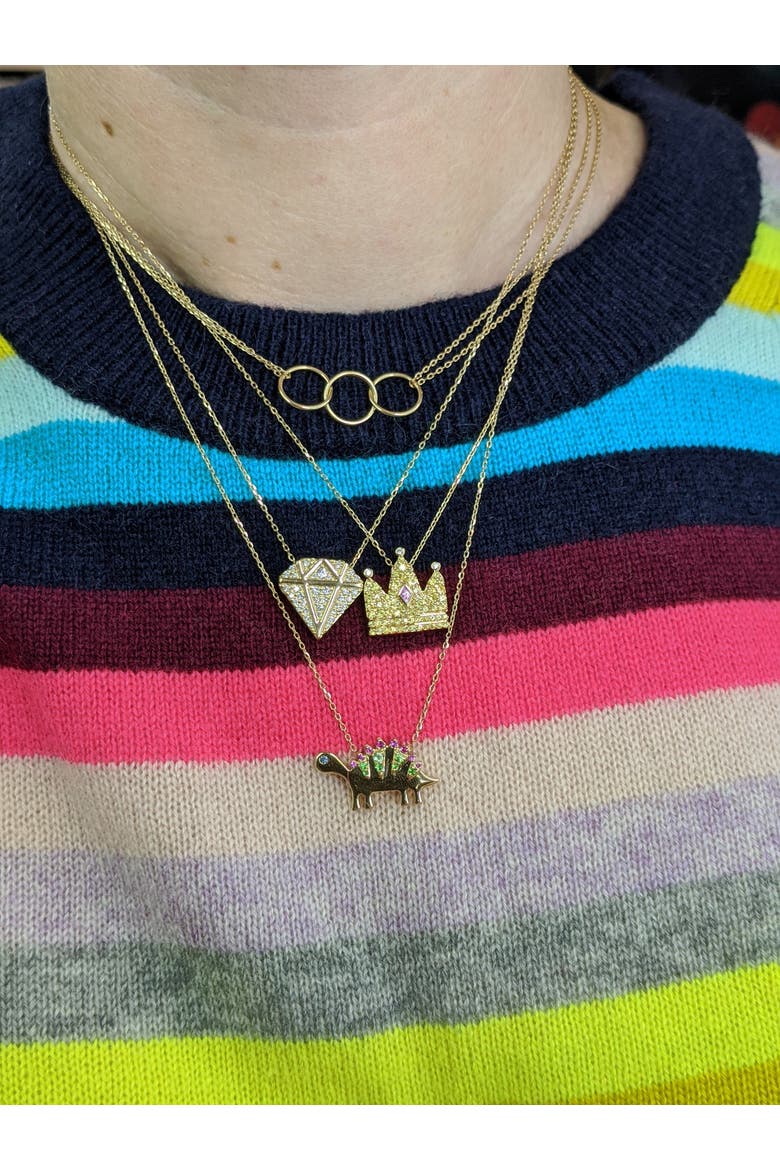 Juju Dino Charm Necklace, Alternate, color, Gold