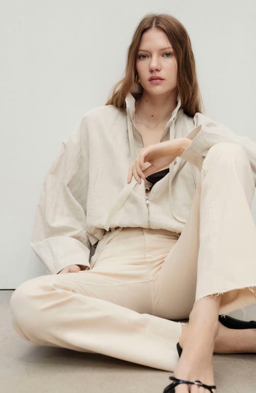 Mango Sienna Raw Hem Crop Flare Jeans In Neutral