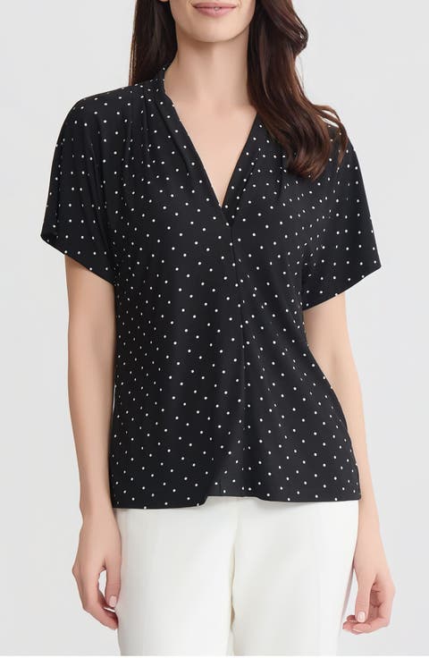 Polka Dot Pleated Shoulder Top