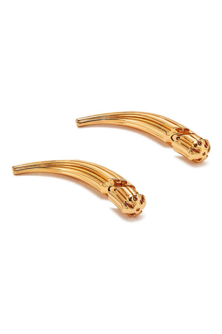 Pierced Front-Back Earrings, Alternate, color, LIGHT BRASS