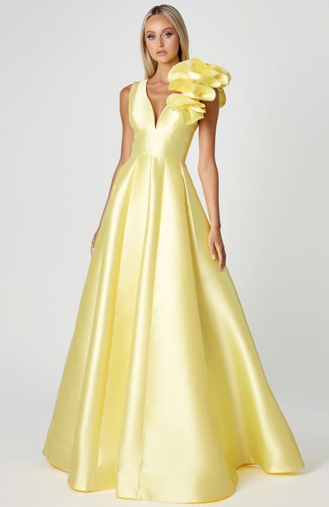 Mirella V Neck Ruffle Gown